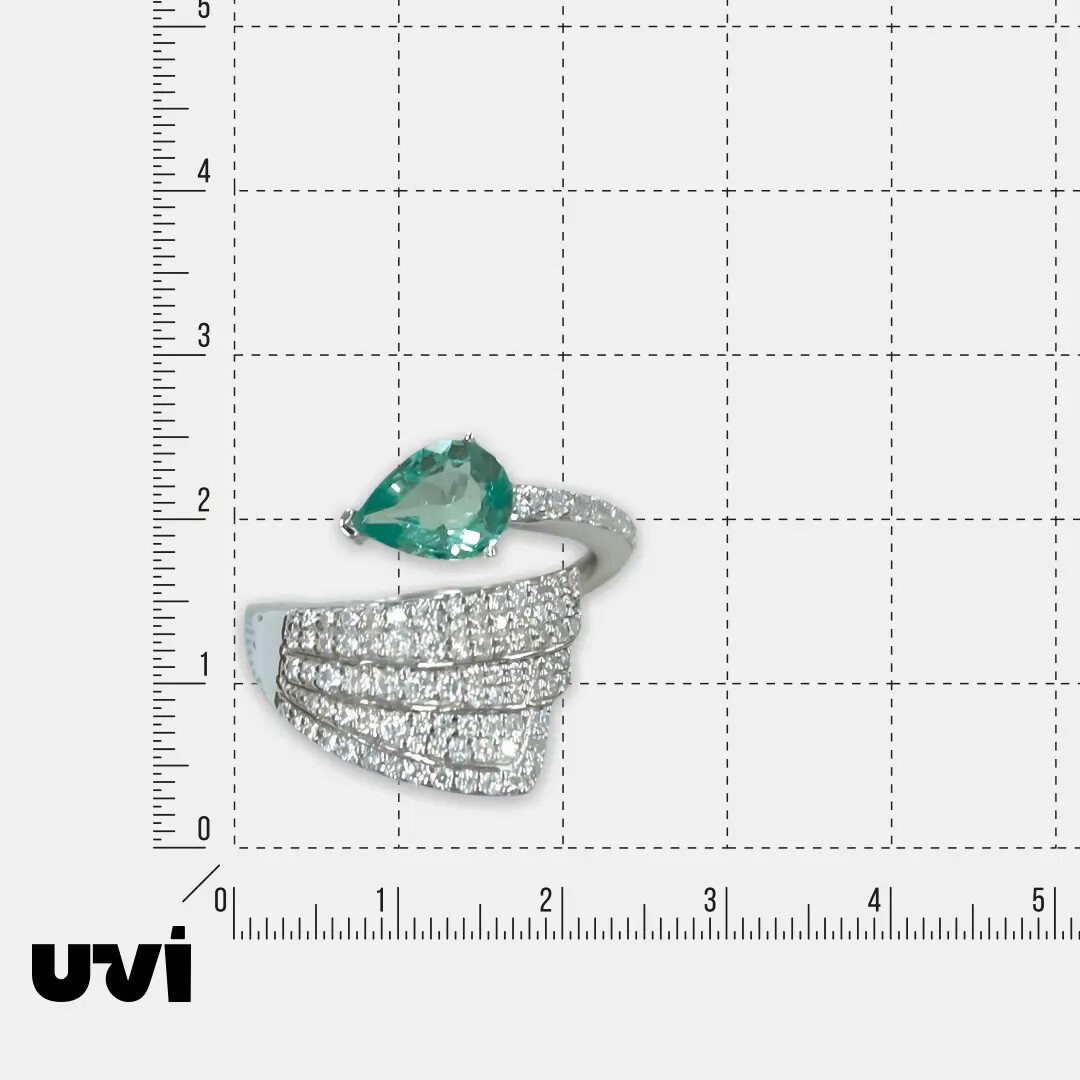 Серебряное незамкнутое кольцо с апатитом